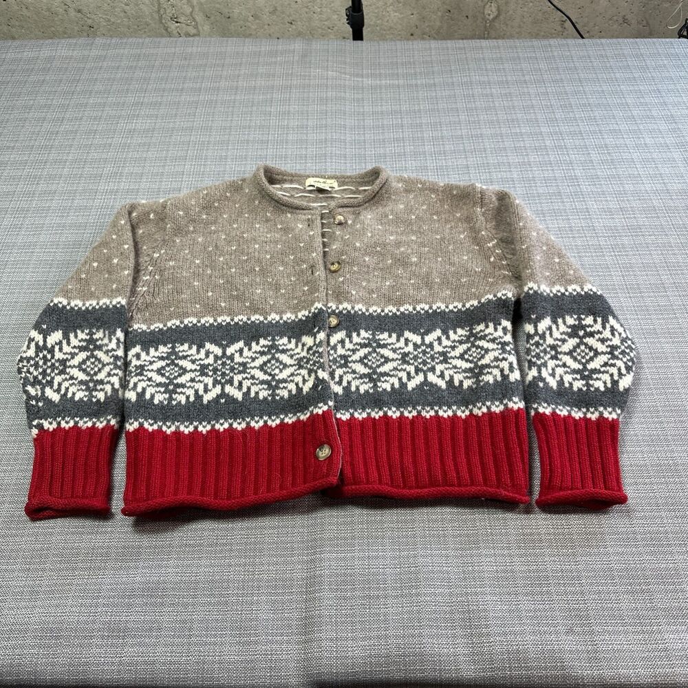 Eddie Bauer Tan and Red Women's Cardigan